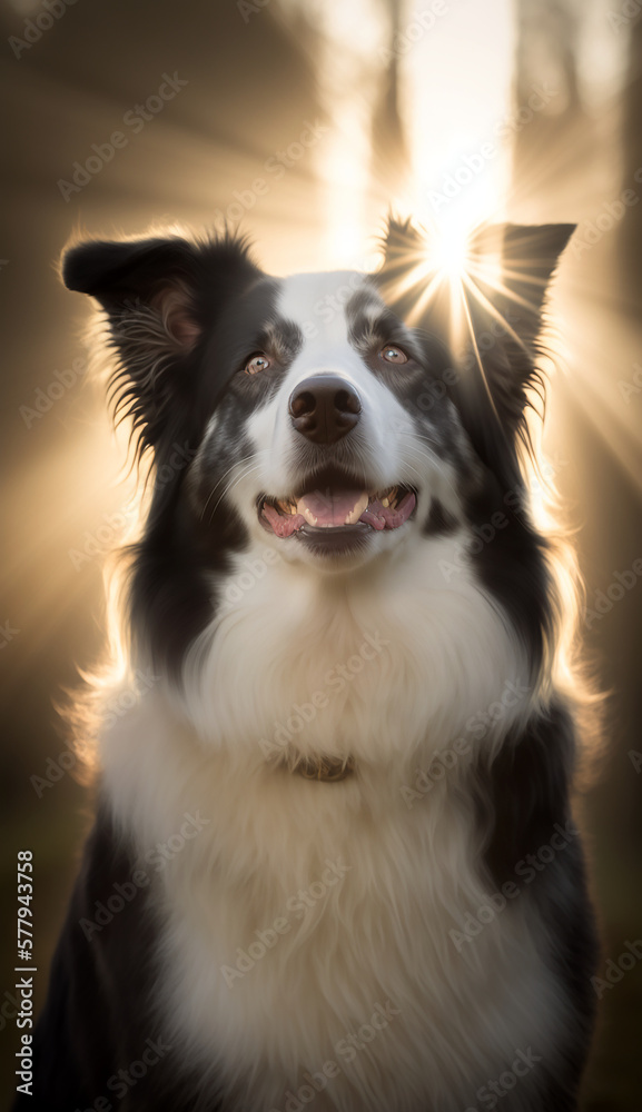 Portrait of a border collie dog. Beautiful pet and family photos, wallpaper, poster created with help of generative ai.