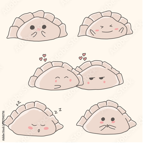 dumplings with cute faces, a set of emotional dumplings