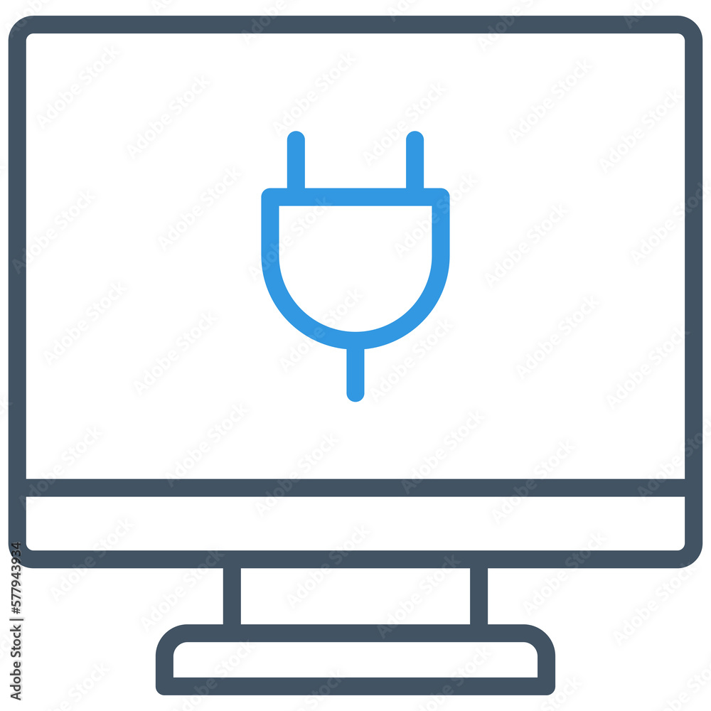 Obraz premium desktop computer and plug icon