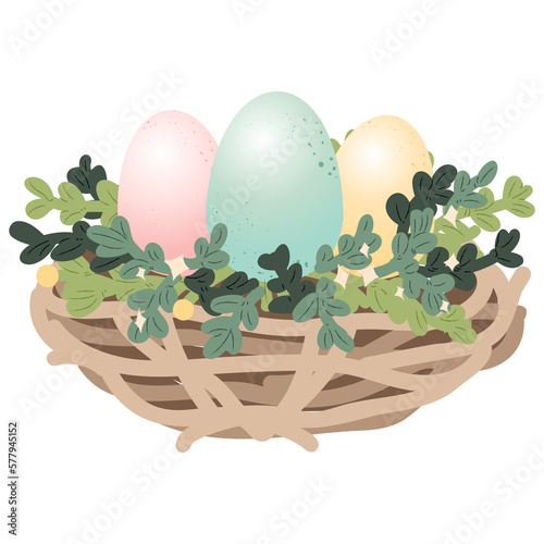 Egg Easter Green leaf Basket nest element
