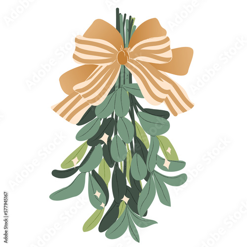 Green leaf ribbon bouquet element