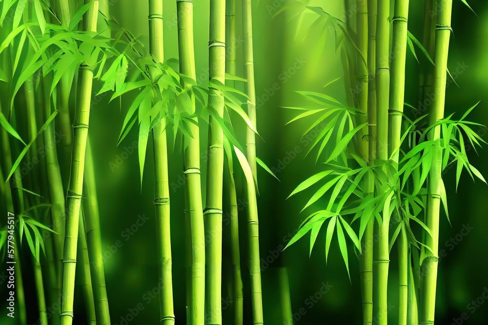 Fototapeta premium green bamboo grass close up. Generative Ai