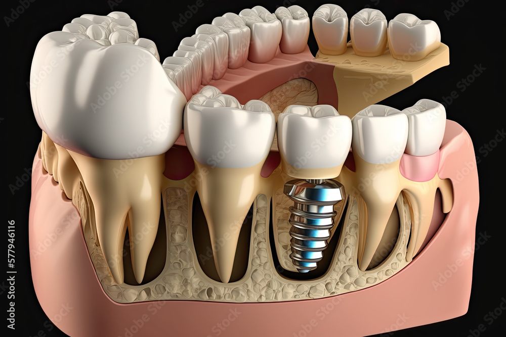Concept for dental prosthesis. demonstrating the placement of a dental