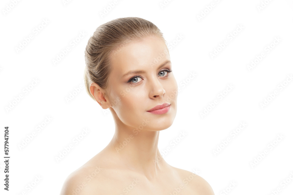 Close-up portrait of beautiful, fresh, healthy and sensual girl over white background Close-up portrait of beautiful, fresh, healthy and sensual girl over white background