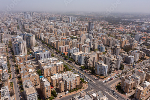 Netanya  Aerial view of the city skyline and coastline buildings