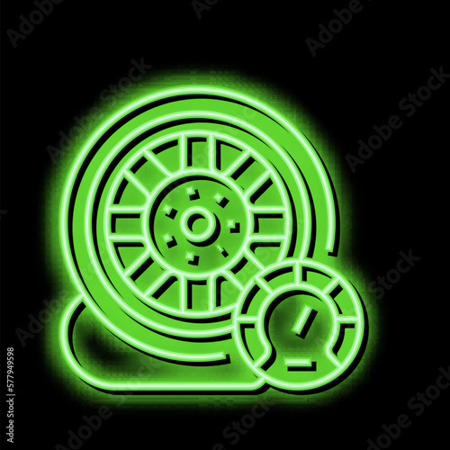 car wheel air inflating neon glow icon illustration