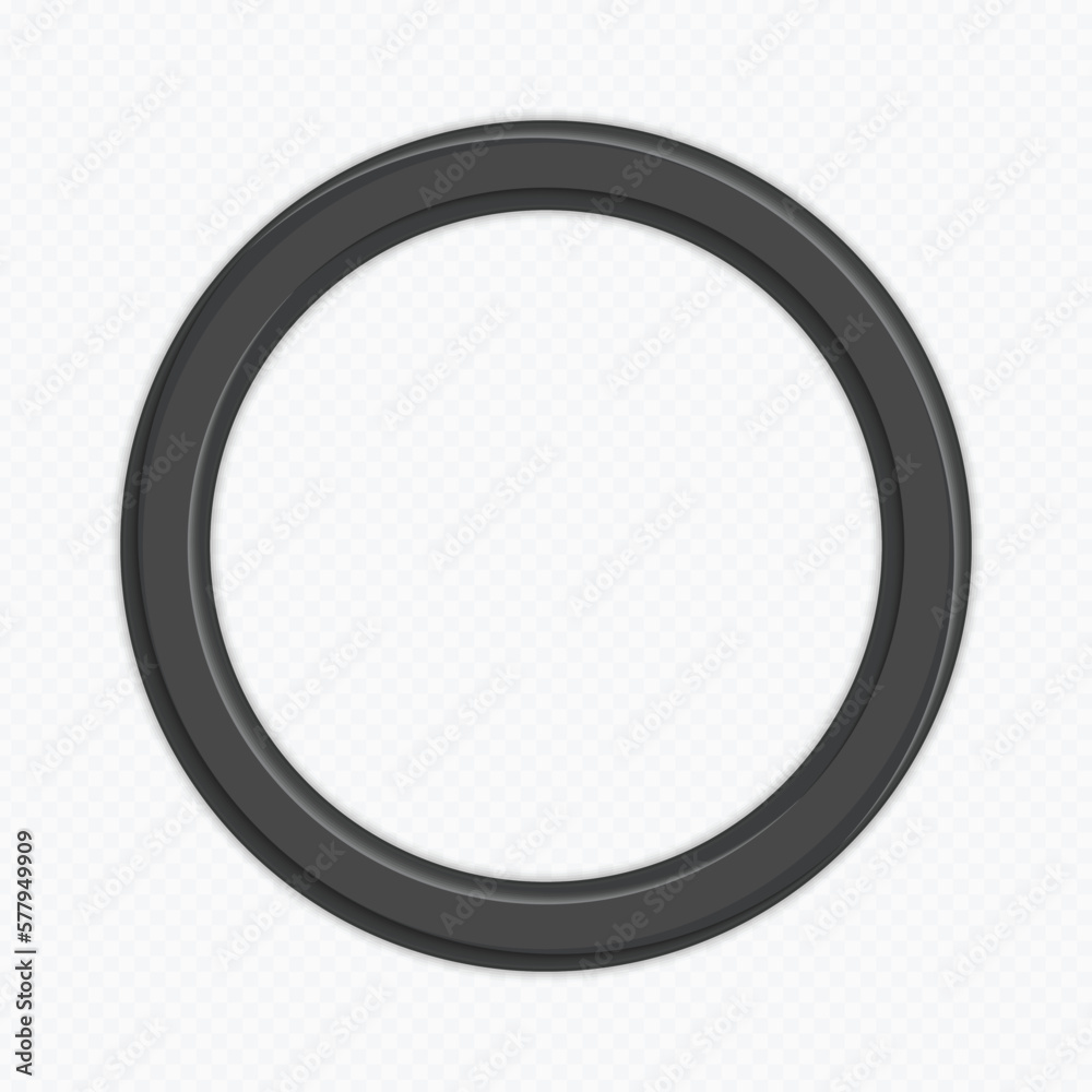Realistic round photo frame template, isolated on transparent