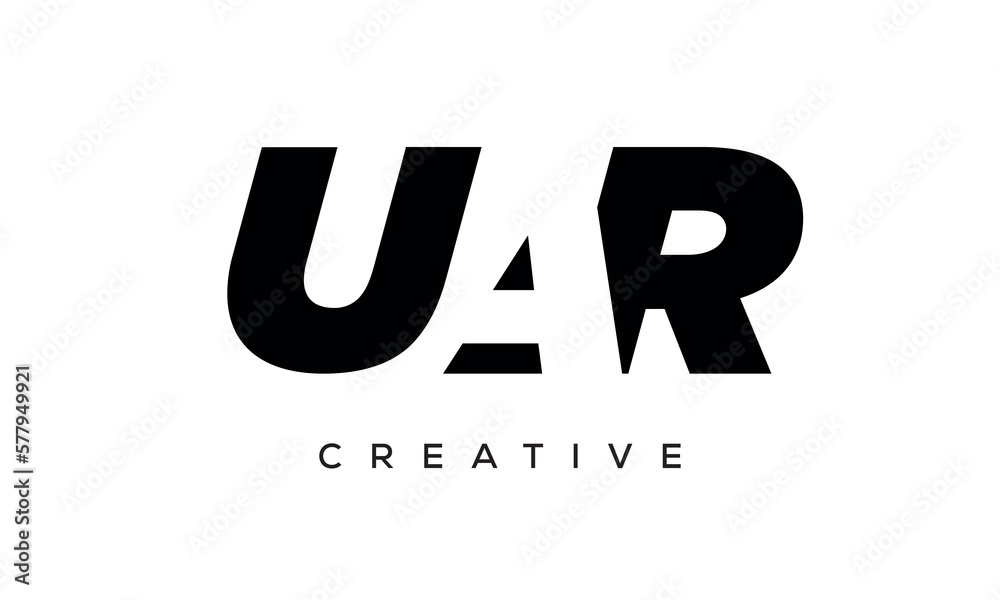 UAR letters negative space logo design. creative typography monogram vector UAR letters negative space logo design. creative typography monogram vector