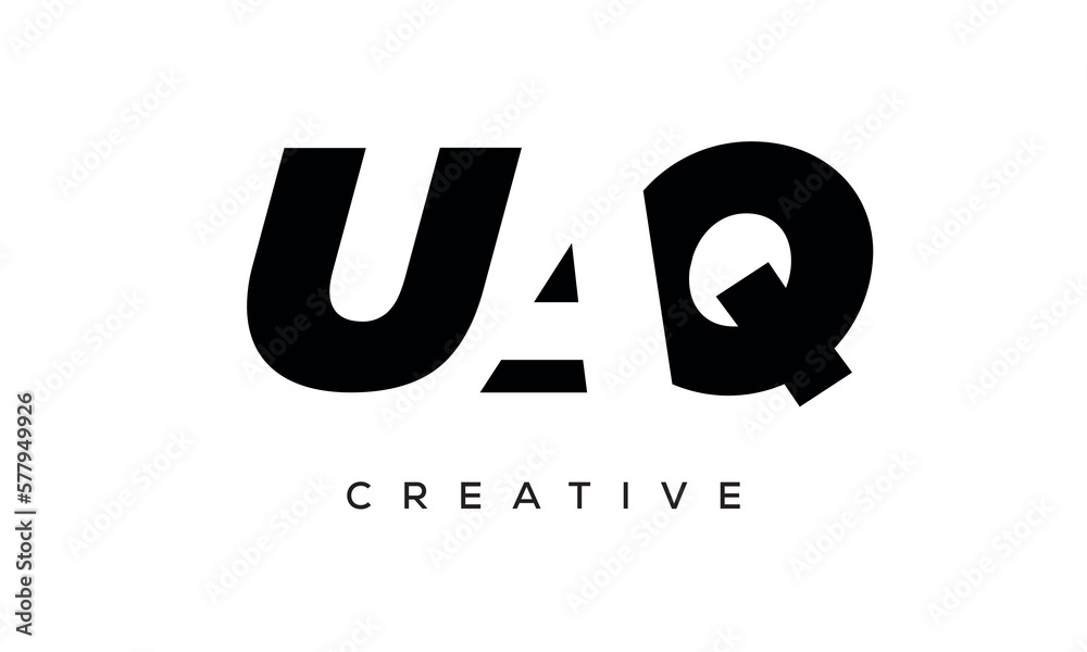 UAQ letters negative space logo design. creative typography monogram vector UAQ letters negative space logo design. creative typography monogram vector