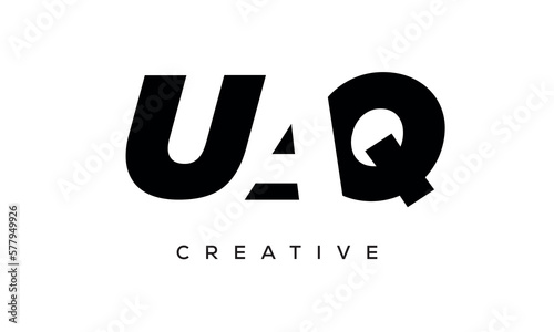 UAQ letters negative space logo design. creative typography monogram vector photo