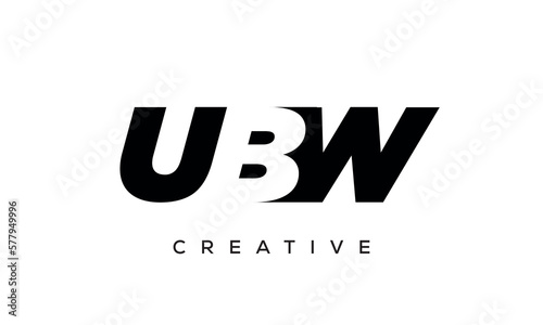 UBW letters negative space logo design. creative typography monogram vector