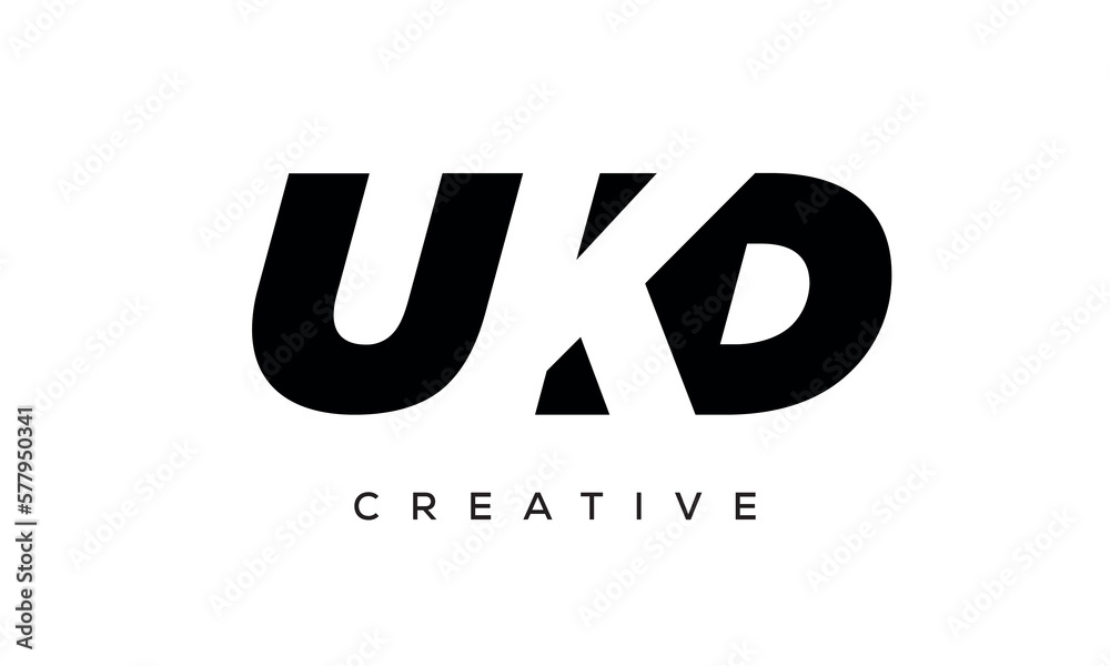 UKD letters negative space logo design. creative typography monogram vector