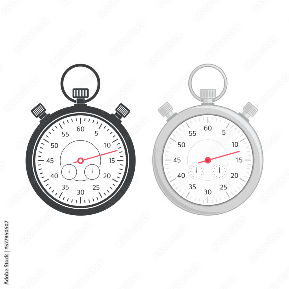 Stopwatch vector icon isolated on white background. Classic stopwatch for sports in modern flat style. Time concept. EPS 10. Stopwatch vector icon isolated on white background. Classic stopwatch for sports in modern flat style. Time concept. EPS 10.