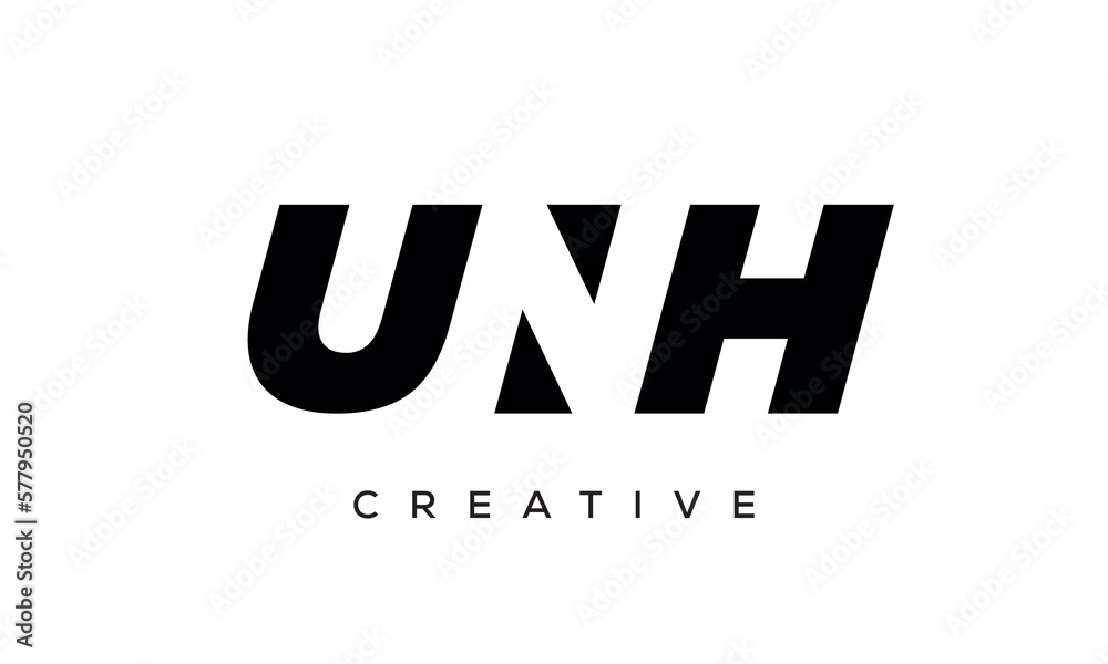 UNH letters negative space logo design. creative typography monogram vector