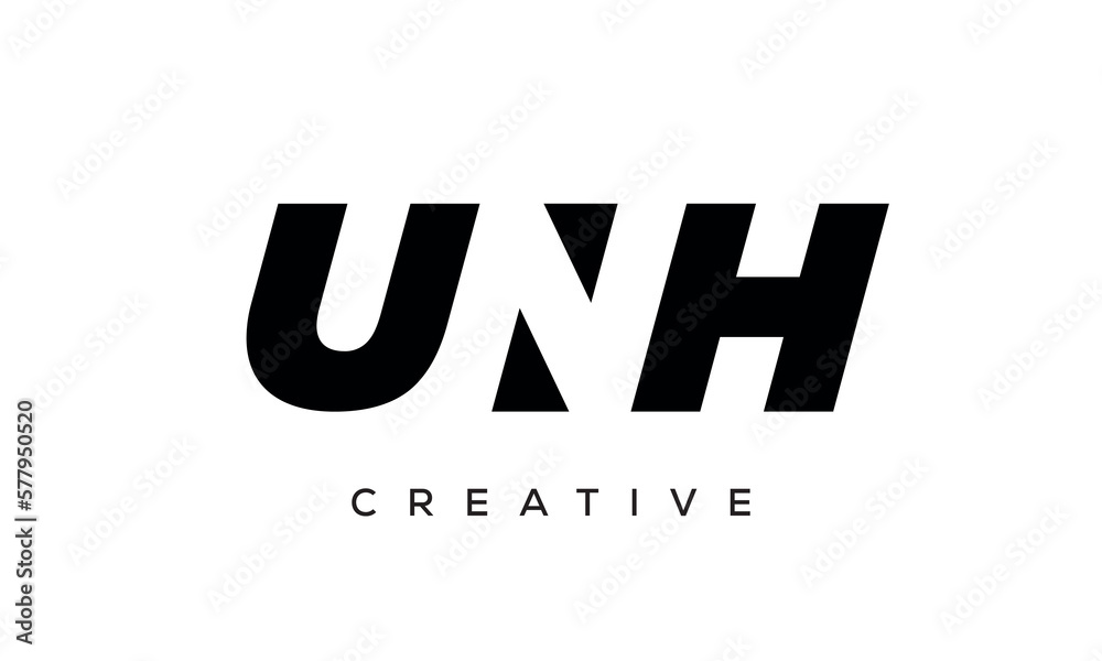 UNH letters negative space logo design. creative typography monogram vector UNH letters negative space logo design. creative typography monogram vector