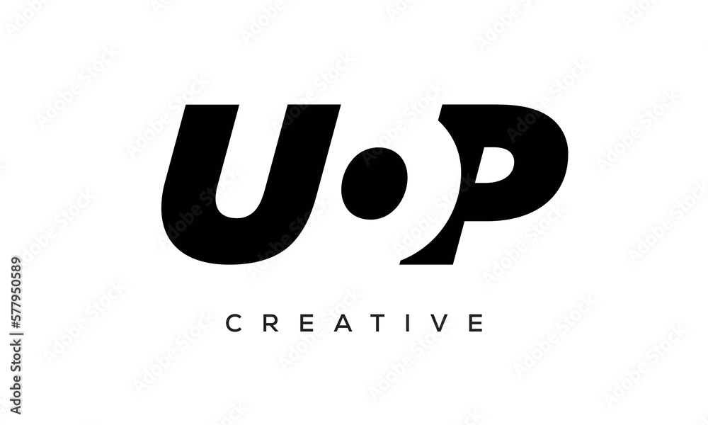 UOP letters negative space logo design. creative typography monogram vector UOP letters negative space logo design. creative typography monogram vector
