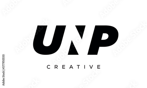 UNP letters negative space logo design. creative typography monogram vector