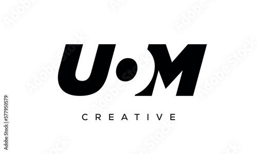UOM letters negative space logo design. creative typography monogram vector