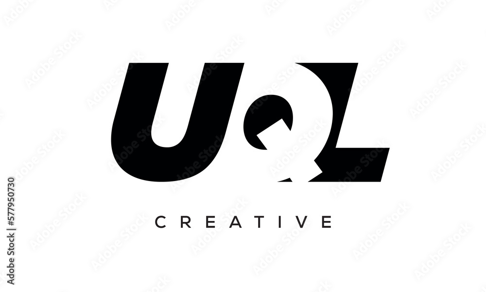 UQL letters negative space logo design. creative typography monogram vector UQL letters negative space logo design. creative typography monogram vector