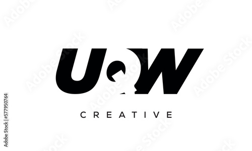 UQW letters negative space logo design. creative typography monogram vector