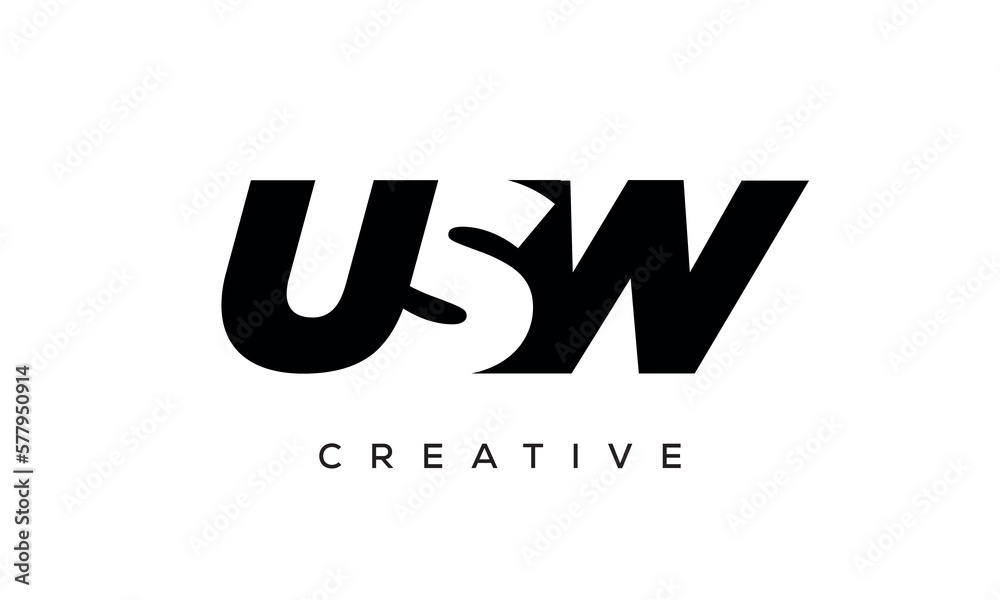 USW letters negative space logo design. creative typography monogram vector USW letters negative space logo design. creative typography monogram vector
