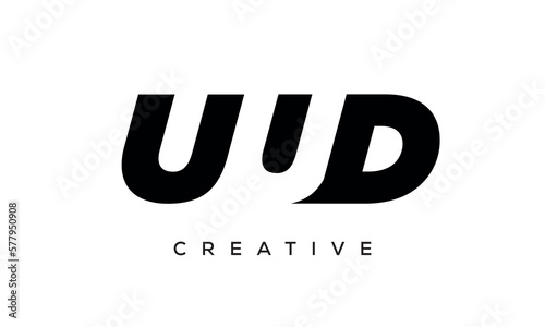 UUD letters negative space logo design. creative typography monogram vector