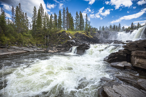 Ristafallet waterfall in the western part of Jamtland is listed as one of the most beautiful waterfalls in Sweden. photo