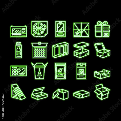 Box Carton Container neon glow icon illustration
