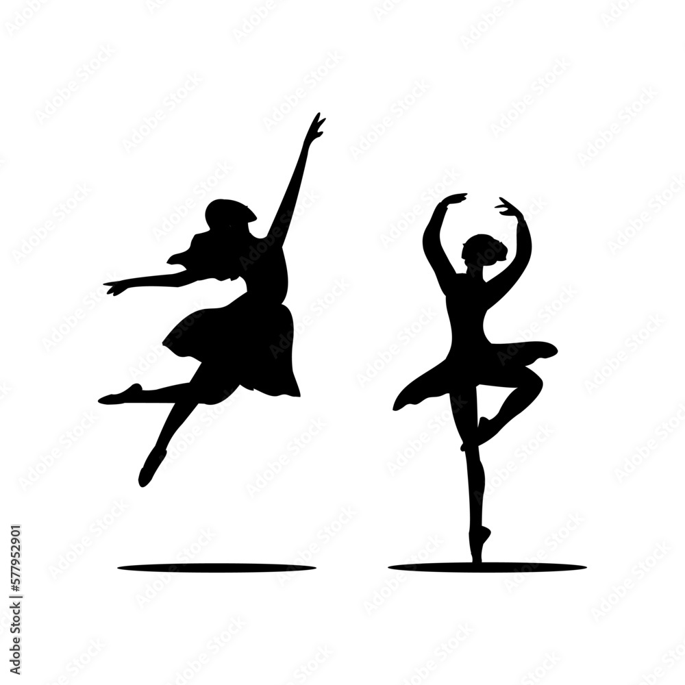 Ballet dancers silhouettes isolated on white background. Vector illustration. Ballet dancers silhouettes isolated on white background. Vector illustration.