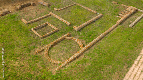 Aerial view on walls of ancient Rome in Ladispoli, in the Metropolitan City of Rome, Italy. Roman ruins. Archaeological park. photo