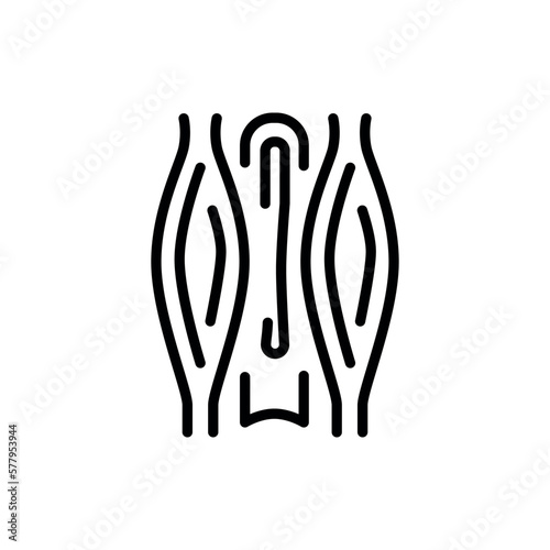 Swelling muscle black line icon. Rheumatology