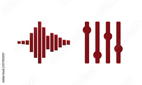 Wave equalizer 3d icon for voice and audio frequencies
