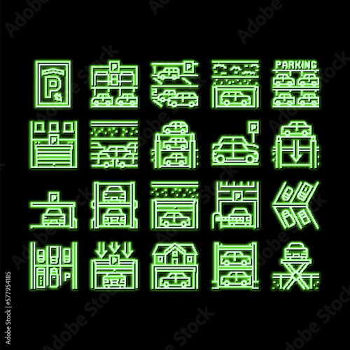 Underground Parking neon glow icon illustration