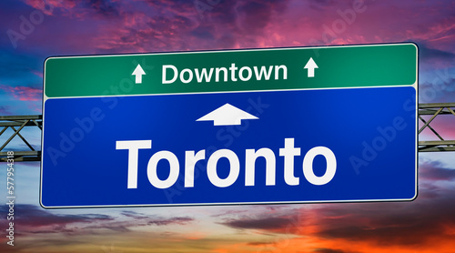 Road sign indicating direction to the city of Toronto