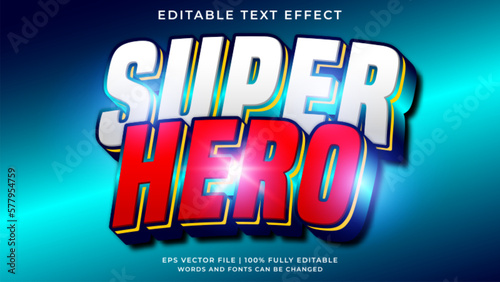 Super hero cartoon 3d editable text effect