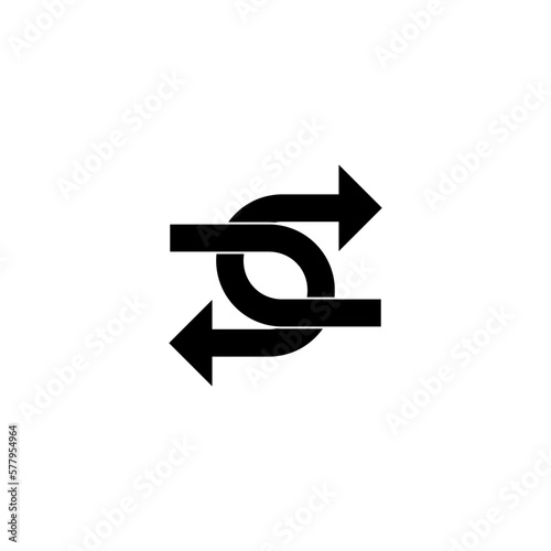 Two opposite arrows exchange icon isolated on white background