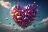 Heart shape balloon floating generated by AI technology