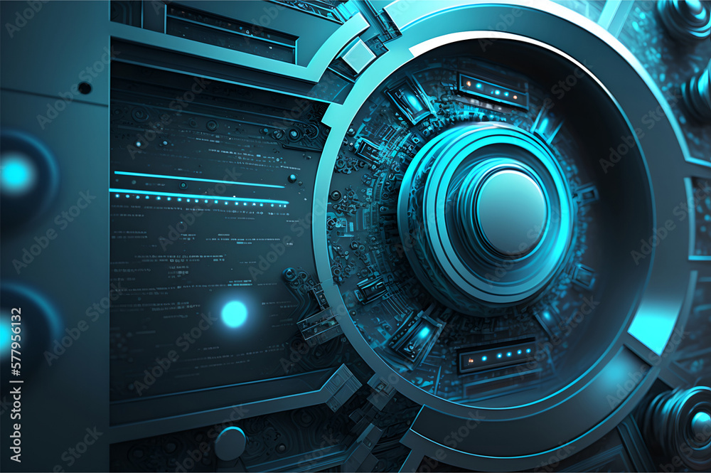 Abstract technological background in blue, made by AI Abstract technological background in blue, made by AI