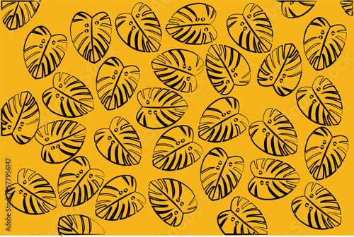 Set of tropical leaves  hand drawn. Vector illustration for your design