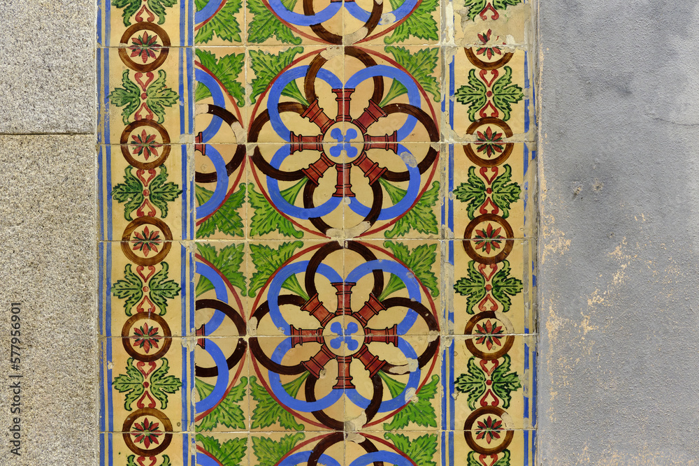 azulejo panels on a facade in Murtosa, Aveiro, Portugal