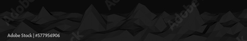 Abstract black mountainous landscape, 3d mesh, low poly modeling, dark crystals, vector design