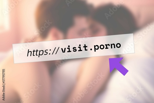 Domain .porno: Illustration einer URL mit der Top Level Domain porno in der Browerbar photo