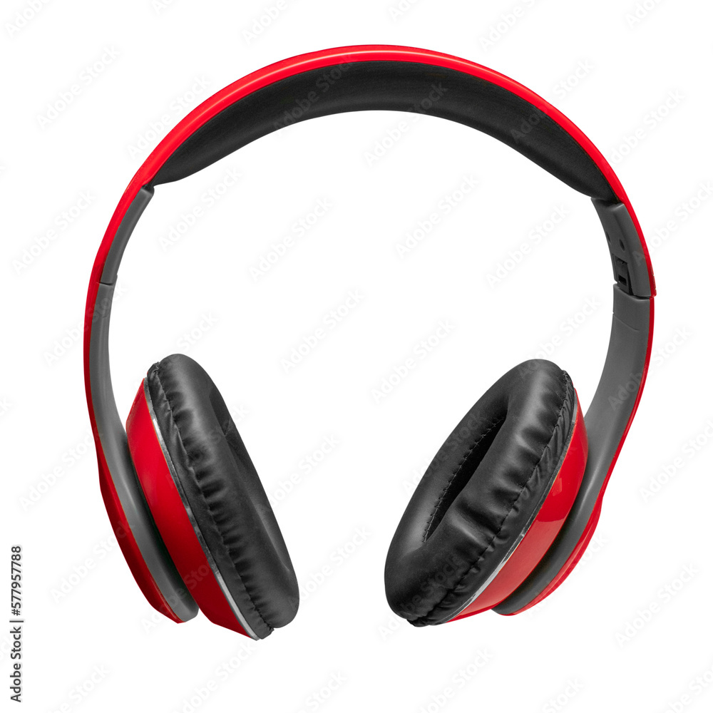 Red headphones on a transparent background Red headphones on a transparent background