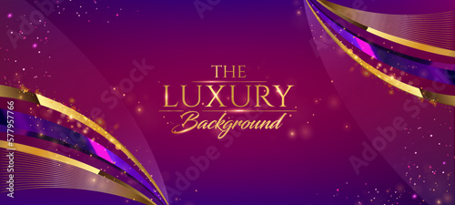 Pink Purple Golden Royal Awards Graphics Background. Curve Line Elegant Shine Modern Template.  Sleek Shape Luxury Premium Corporate Template. Classy Abstract Certificate. Digital Visual TV motion Ad