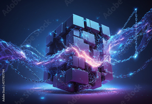The Interconnected AI-Generated Blockchain: A Render of the Broken Abstract Concept of Digital Financial Trust