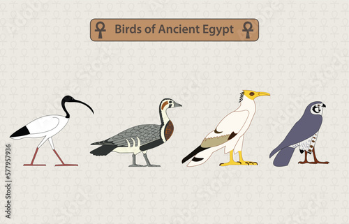 Birds of Ancient Egypt - Illustration Vector Icons Set