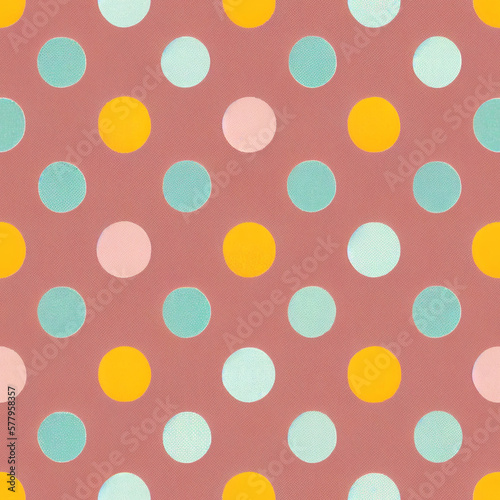 Pattern,wide colorful polka dots pink lavender aquamarine.Generative AI