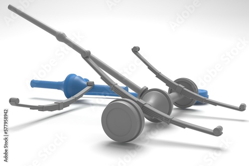 3D illustration. Rear old truck suspension - 3D print ready