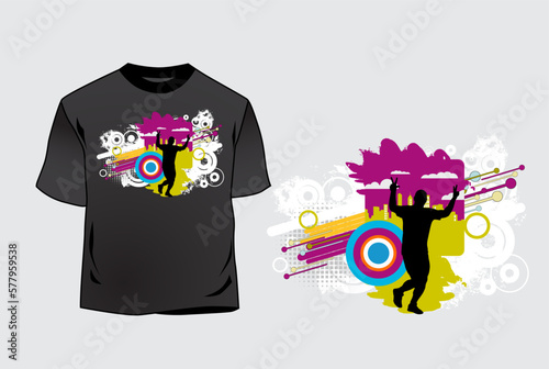 T-shirt template with graphic sport template, ready for maraton or jogging, vector