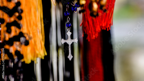 Quadro su tela Hanged locket or  Jesus Christ  pendant  sell on street market in India